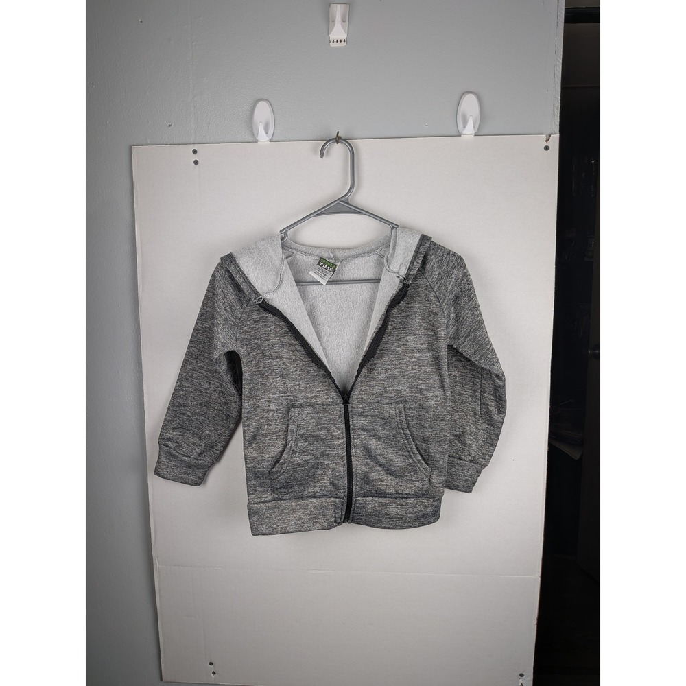 Crunch Time Kids Gray Full Zip Fleece Lined Hoodie Sweatshirt Size 6 7